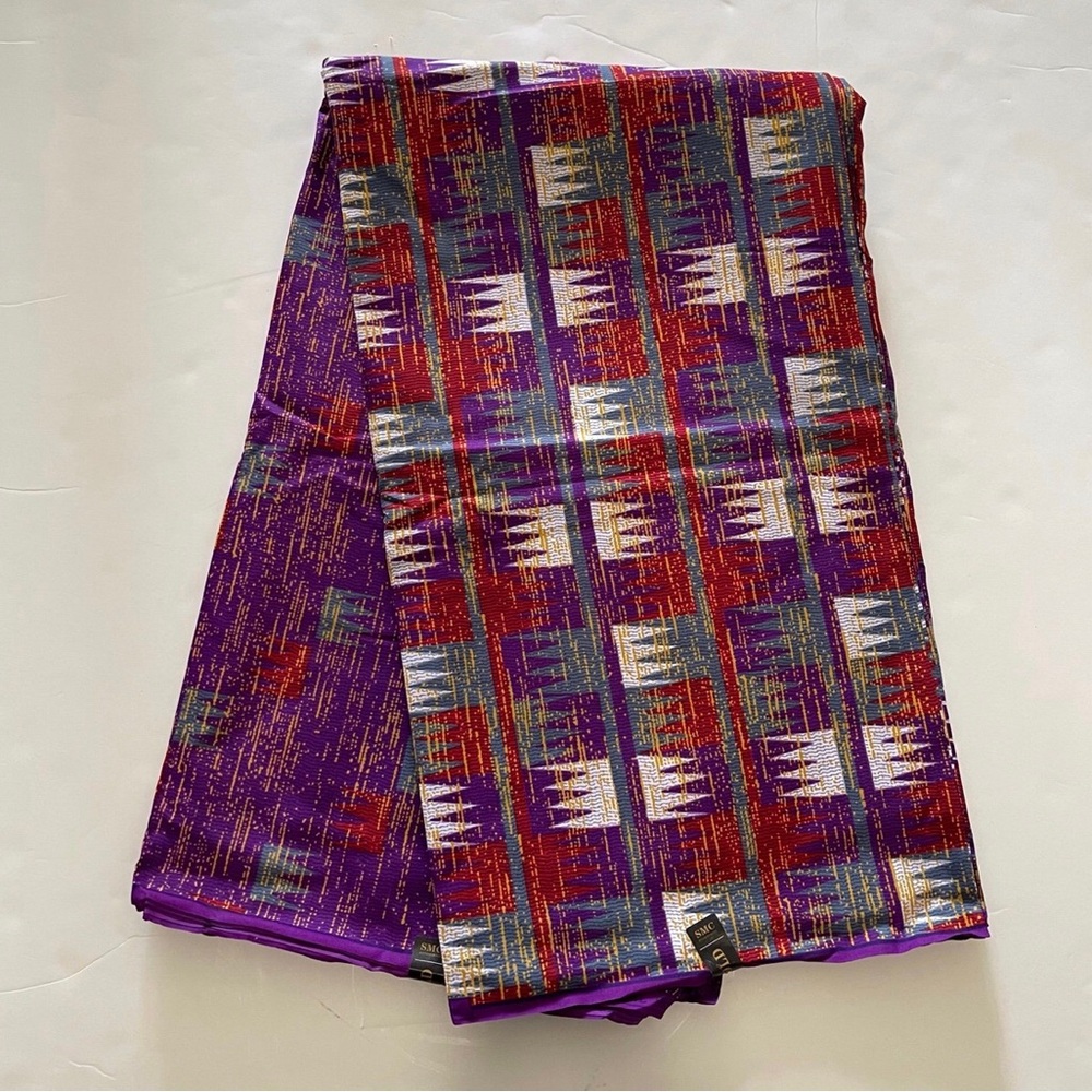 Purple Multicolor Tribal Print Chevron Mixed Print Cotton Fabric - 3 Yards